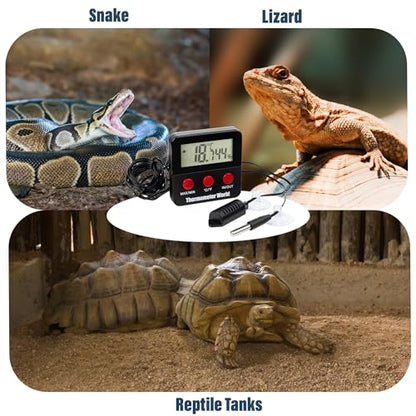 Digital Reptile Thermometer Hygrometer with 2 External Remote Probes