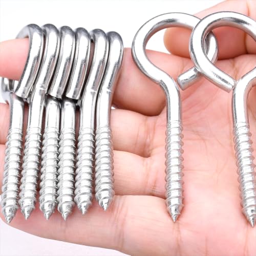 8 pcs 1/4" x 3" Screw Eye Hooks, 304 Stainless Steel Heavy Duty Bolts, M6 - size: M6-3'', 8Pcs