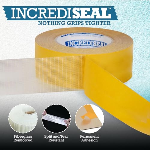 IncrediSeal 3" Double Sided Bi-Directional Fiberglass Reinforced Filament Banner Hemming Mounting Tape, 36 Yards, 9.0 Mil, Heavy Duty Industrial, Permanent Bond, Hobby, Craft, Signs, Displays - size: 3 inch x 108 feet