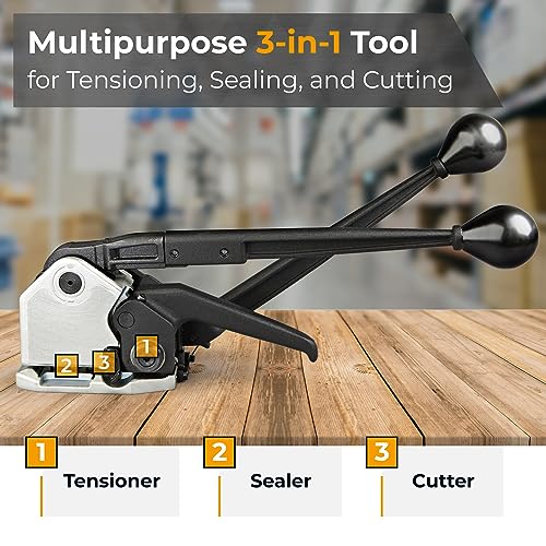 IDL PACKAGING Teknika MUL-16 Heavy Duty Sealless Combination Tool for Steel Strapping, Adjustable for 1/2" and 5/8" Strap Width - size: 1/2-inches