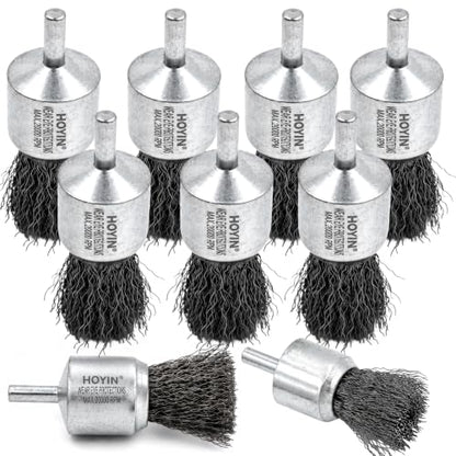 HOYIN 10 Pack 1-1/8" Crimped Wire End Brush 20000RPM 1/4" Shank
