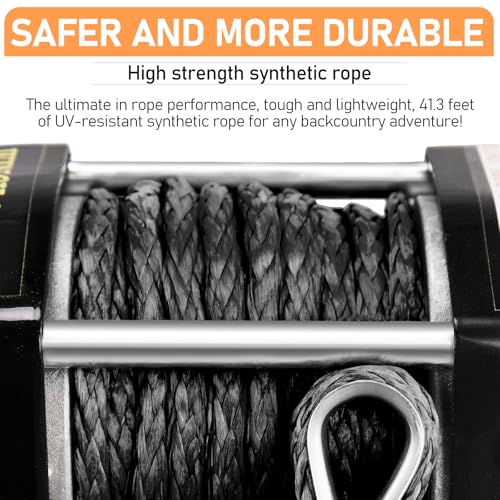 5500lb Electric Winch with Synthetic Rope, 12V DC - color: 5500LB Black