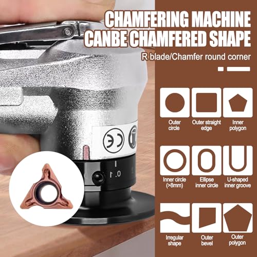 10PCS Carbide Triangle Cutter Heads for Pneumatic Mini Chamfering Tool – Lathe Turning Inserts for Deburring Wood, Metal, Plastic,for Most Mini Beveling Machines (R Angle Blade) - color: R Angle Cutter Heads