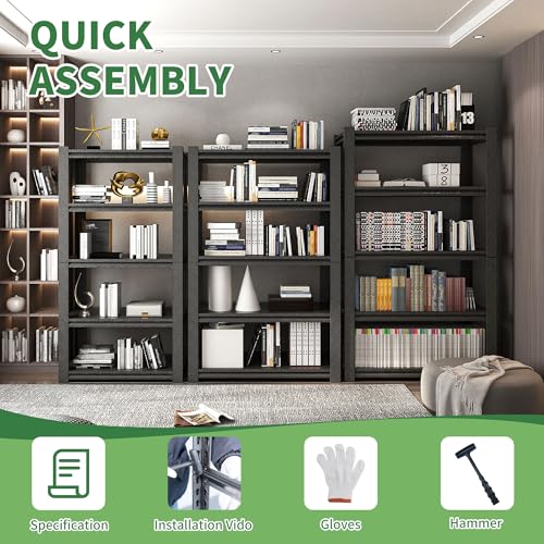 78" H Garage Shelves, Garage Shelving Heavy Duty, 3000Lbs 5 Tier Adjustable Garage Storage Shelves Suitable for Warehouse, Basement, Workshop,Require Assembly, 18" D*48" W *78" H(Black) - size: 17.99"D*47.24"W*77.95"H