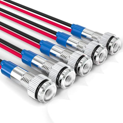 GASHER 5 PCS Energy Saving Indicator Light, LED Light 12V/24V/110V 20mA Panel Mount Light, Mounting Hole Size 6mm White LED (12V) - color: White, size: 6MM（12V）