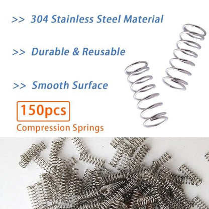 150pcs Compression Spring, 304 Stainless Steel Small Spring (0.3 * 4 * 10mm), 4mm OD, 10mm Length, 0.3mm Wire Diameter - size: 0.3*4*10mm