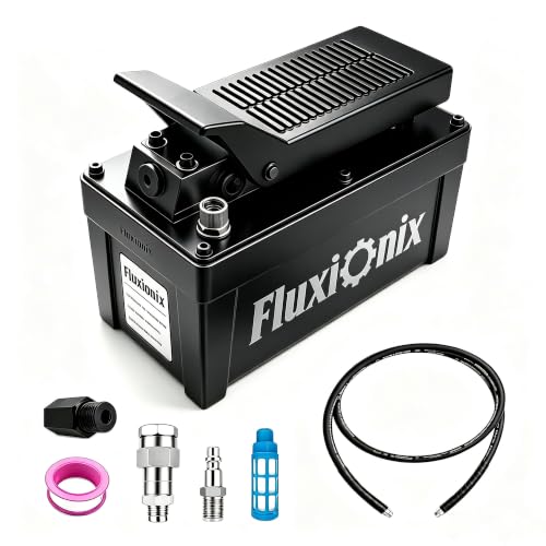 Air Hydraulic Pump 10,000 PSI, 1.7L Reservoir,NPT 1/4" Inlet, NPT 3/8" Oil Outlet, Hydraulic Pump Air Hydraulic Foot Pump with 6.6ft Pipe, Black - color: Black