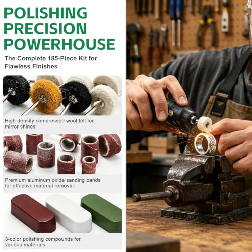 185PCS Dremel Polishing Kit-Buffing & Rotary Tool Accessories Metal - size: 10 Styles-185pcs