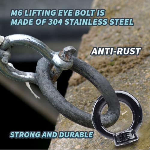Antrader M6 Eye Bolts with Nuts for DIY,Furniture,Swing and Outdoor Use - size: M6