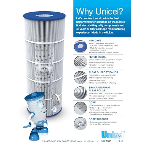 Unicel C-8465 65 Square Foot Media Replacement Hot Tub Spa Filter Cartridge with 234 Pleats, Compatible with Hot Springs, Caldera, & Tiger River Spas - size: 1 Pack