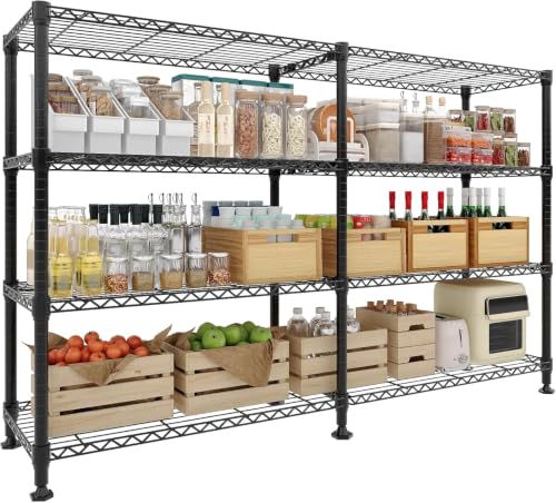 Garvee Metal Storage Shelves 4-Tier, Wire Shelving Rack 59"Wx13.8"Dx59.5"H, - size: 59" W x 13.8" D x 59.5" H(4 Tiers)
