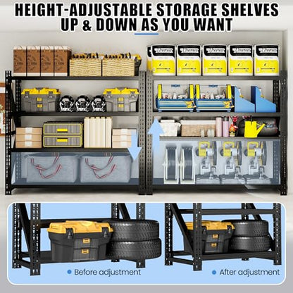Heavy Duty Metal Shelving Units, Garage Shelves & Storage System - size: 79"W x 24"D x 75"H