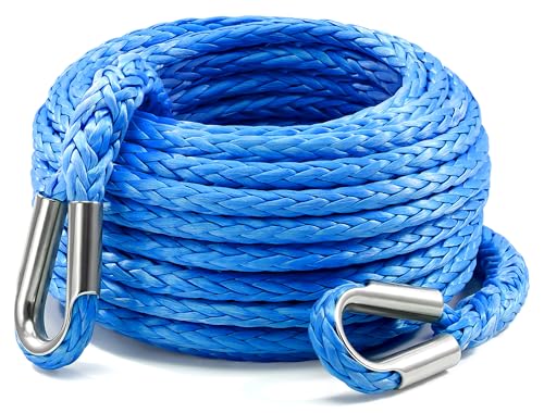 Kolvoii Synthetic Winch Rope Extension, 3/8 in x 50 ft, 26,500 lb, Blue - color: blue, size: 3/8 Inch x 50 Feet
