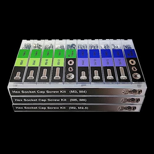 EEEEE 982pcs M2 M2.5 M3 M4 M5 M6 Hex Socket Cap Screws Head Cap Screws 304 Stainless Steel Nut Bolt Kit Screw Assortment Set with Machine Assorted Washer Small Spring Washer and Nut Set - size: M2 M2.5 M3 M4 M5 M6 982 pieces