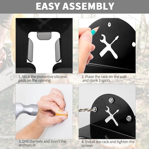 Upgraded Trimmer Rack Wall Mount - 8" Heavy Duty Weed Eater Hanger for Garage Wall, Garden Power Tool Holder Organizer Hooks for Grass Trimmer, Hedge Trimmer, Leaf Blower and Chainsaw, Black, 3 Pack - color: Black-3Pack