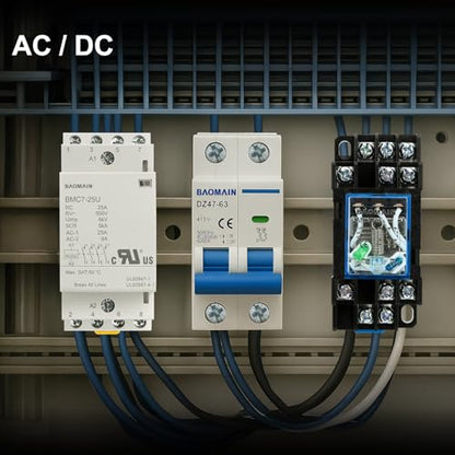 BAOMAIN 25A 4NO 24V AC/DC Modular Contactor,DIN Rail Mount,UL Recognized