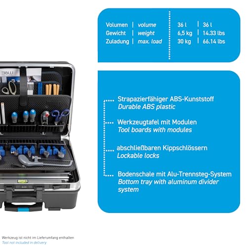 B&W GO mobile tool case with MODULE tool storage system (ABS case, volume 36 l, 48 x 37.5 x 20 cm inner) 120.04/M, tools not included - size: 48 x 37,5 x 20 cm - large, style: module tool holder systems