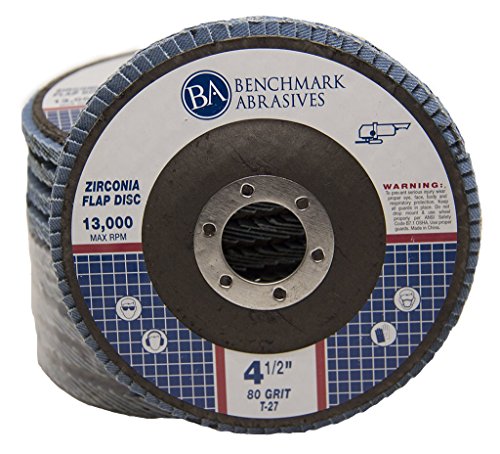 Benchmark Abrasives 4.5" Premium Zirconia Type 27 Flap Discs Grinding Wheels for Sanding Stock Rust Removal Finishing Grinding Deburring Stainless Steel, 7/8" Arbor (10 Pack) - 80 Grit - style: 80 Grit