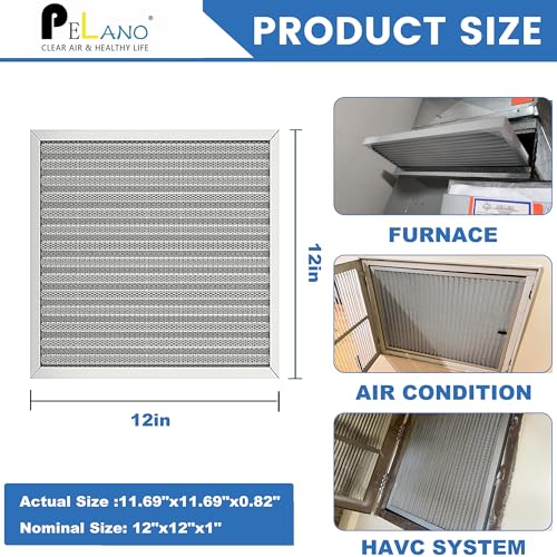 12x12x1 Reusable Air Filter, Electrostatic HVAC Air Filter, Lasts a Lifetime, Washable, Enjoy Fresher Air in Home and Office, MERV 8 (Actual Size:11.69x11.69x0.82 Inch) - size: 12" x 12" x 1"