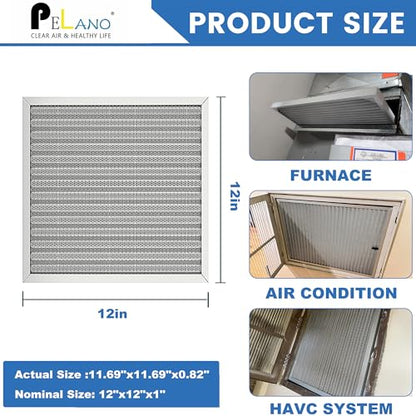 12x12x1 Reusable Air Filter, Electrostatic HVAC Air Filter, Lasts a Lifetime, Washable, Enjoy Fresher Air in Home and Office, MERV 8 (Actual Size:11.69x11.69x0.82 Inch) - size: 12" x 12" x 1"