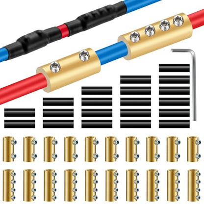 20PCS 6 8 10AWG Gauge Wire Butt Connector 2&4Nut Splice Kit Brass - color: 6AWG-80Amp-2&4Nuts, size: 20