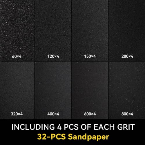 32 Pcs Coarse Sandpaper 60-800 Grit Wet Dry Sheets - size: 32PCS/60-800Grit