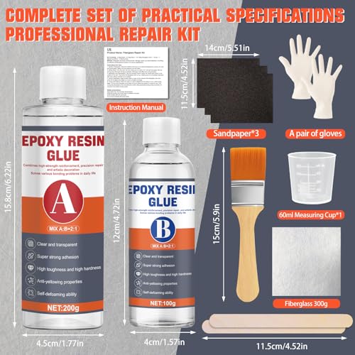 Fiberglass Repair Kit, Anti Sagging Formula, No Drip Run During Curing - color: B