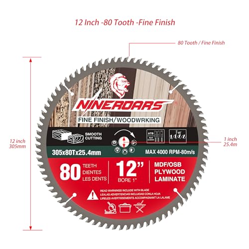 12 Inch 80T Carbide Saw Blade for Wood Cutting - size: 12 Inch-80T