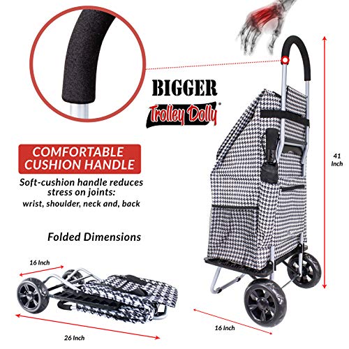 dbest products Bigger Trolley Dolly, Houndstooth Shopping Grocery Foldable Cart - color: Houndstooth