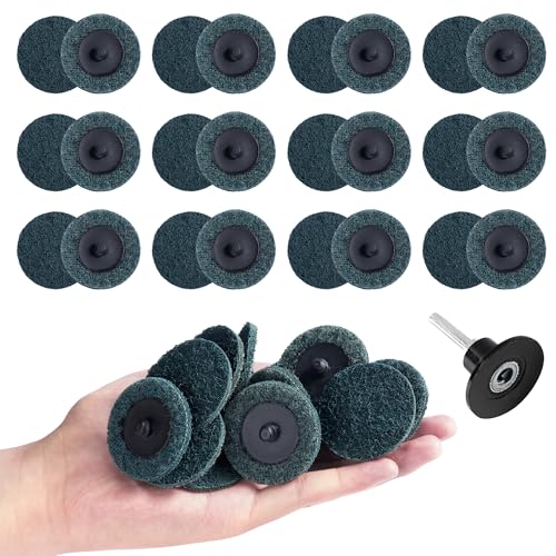 25 PCS Sanding Discs 2 Inch Quick Change Disc with 1/4" Shank Holder Snap-On Grinding Disc for Die Grinder Sanding Disc Fine Surface Conditioning Discs for Burr Finish Rust Paint Removal - style: 25PCS Fine