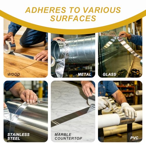 Aluminum Foil Tape, 4 in x 55 yd Heavy Duty Silver HVAC Tape - size: 4 Inch x 55 Yards