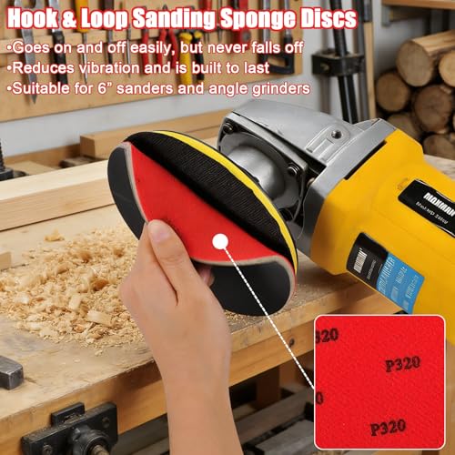 MAXMAN Foam Sanding Pads12pcs, 6" Sanding Sponge Set, 320Grit for Auto - size: 6 inch, style: 320 Grit
