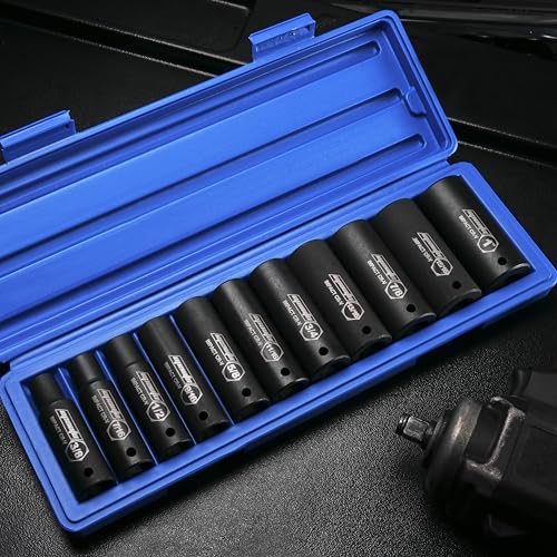 EPAuto 1/2-Inch Drive SAE Deep Impact Socket Set, 6 Points, 11 Sockets - style: SAE - Deep Impact