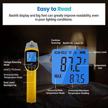 Etekcity Dual Laser Infrared Thermometer Temperature Gun, -58°F ~1022°F - color: Yellow 2 Laser, style: Classic