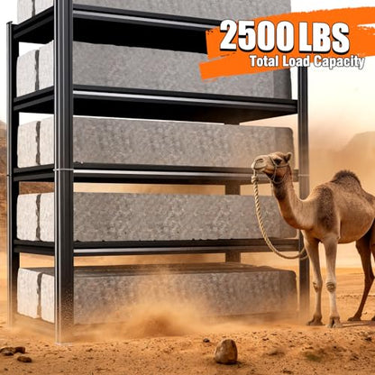 Set of 5 71"H Garage Shelving-2050LBS 5 Tier Storage Shelves,Adjustable Heavy Duty Metal Shelving Unit and Storage Large Rack,Utility Steel Shelf For Shop Warehouse Industrial Pantry 71"x35"x16" - size: 35.4"Wx16"Dx71"H