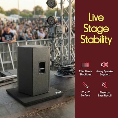 Pyle Sound Dampening Speaker Riser Foam - Audio Acoustic Noise Isolation Platform Pads Recoil Stabilizer w/ Rubber Base Pad For Studio Monitor, Subwoofer, Loud Speakers - PSI15 (15 x 15 x 1.8 Inch)