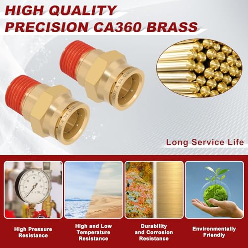 DOT Approved Male Straight Brass Union 3/4" Tube x 1/2" NPT, 10PCS - size: 3/4" OD x 1/2" NPT