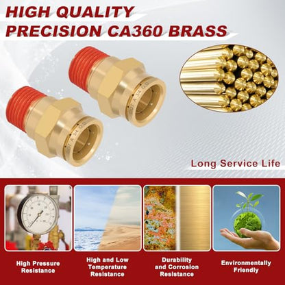 DOT Approved Male Straight Brass Union 3/4" Tube x 1/2" NPT, 4PCS - size: 3/4" OD x 1/2" NPT