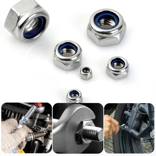 M8 x 1.25 mm Lock Nuts - 30PCS Nylon Insert Hex Locknuts,304 Stainless Steel,Plain Finish - size: M8x1.25(30PCS), style: Metric