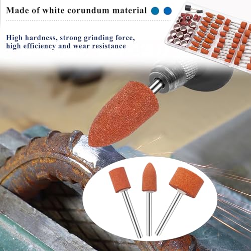 Tnisesm 64Pcs Sanding Bits & Sanding Drum Set for Dremel Rotary Tool with Box, Aluminium Oxide Tough Enough to Metal Rust Removal/Smoothing/Sharpening, Different Shape Meet More Needs - size: 4SIZE-64PCS