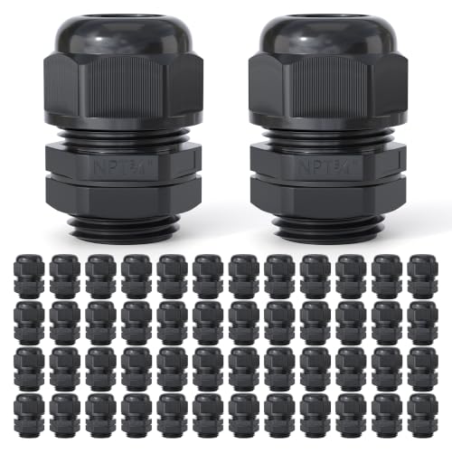 50 Pcs 3/4" NPT Cable Glands, IP68 Waterproof Nylon PA66 - size: 3/4" NPT 50PCS