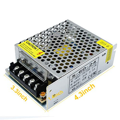 inShareplus 24V 2.5A 60W, DC Universal Regulated Switching Power Supply, Converter AC 100-240V to DC 24 Volt LED Driver, Transformer,Adapter for LED Strip Light, Computer Project - style: 24V 60W