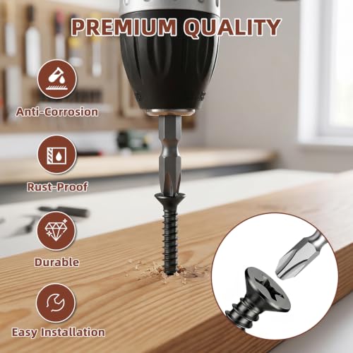 Mellewell #10 x 1/2" Black Flat Head Sheet Metal Screws, 100 PCS - color: Black, size: #10 x 1/2"