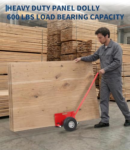 Garvee Panel Dolly with Extended Handle, 660 LBS Capacity, Heavy Duty Drywall Cart with 10" Solid Rubber Wheels, Panel Cart for Sheetrock Plywood & Doors Transport - color: Red
