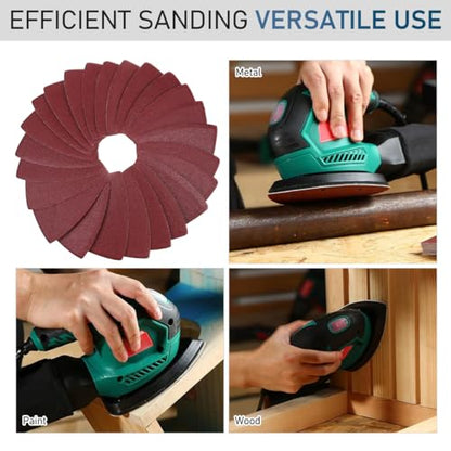 Triangle Sanding Pads 3.26 in Self Adhesive Sand Paper for Oscillating Tool Detail Sander Sandpaper for Corner Access Multi Tool Sanding Pad for Woodworking and Surface Prep