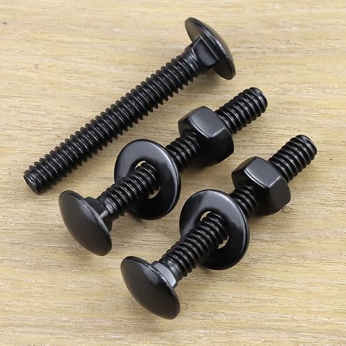 1/2-13 x 2-1/2" (6 Sets) Carriage Bolts Black, 304 (18/8) Stainless Steel Carriage Screws with Hex Nuts and Flat Washers, Square Neck Round Dome Head, Coarse Thread - size: 1/2-13 x 2-1/2"