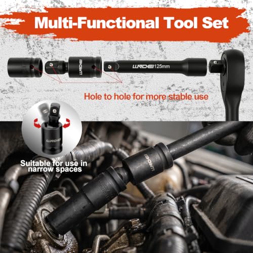 LLNDEI 1/2" Drive Socket Set 72Pcs 6 & 12-Point SAE/Metric CR-V - size: 72pcs 1/2 Inch Drive Socket Set