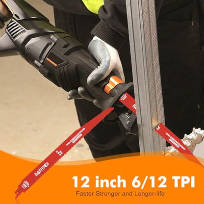 25 Pack 12 Inch 6/12 Tpi Reciprocating Saw Blades for Nail-Embedded Wood - size: 12 Inch 6/12TPI