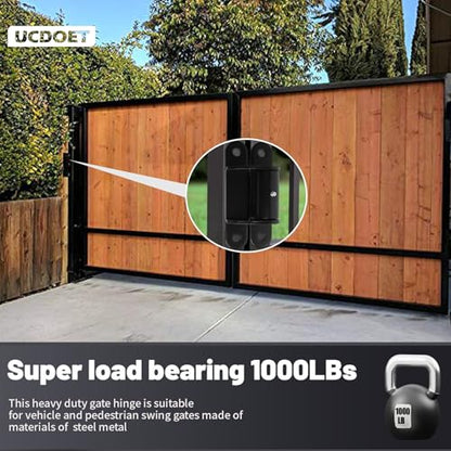 Upgraded 7” Gate Hinges Heavy Duty with Grease Zerk, Face Mount Bearing Gate Hinge Bolt or Weld on Hinges for Large Heavy Driveway Trailer Gates up to 1000 lbs- 1Pair Black 2062P