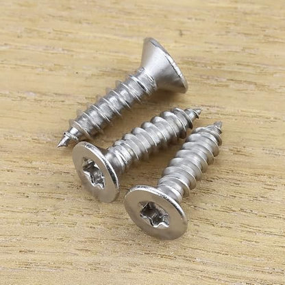 #6 x 1/4" Flat Head Torx Drive Self Tapping Screws for Wood and Sheet Metal, 304 Stainless Steel 18-8, Corrosion Resistant Countersunk Star Drive Head Screws, Pack of 100 - size: #6 x 1/4"